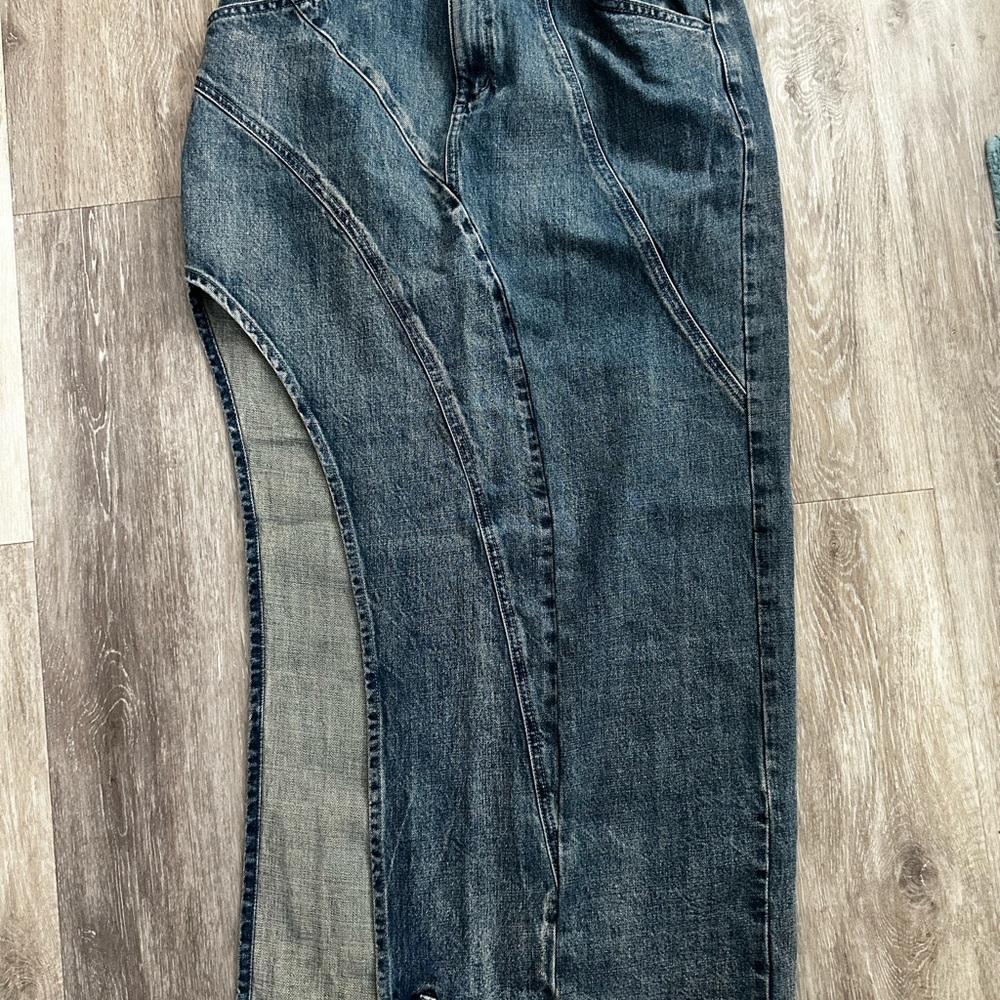 Asymmetric Maxi Denim Skirt